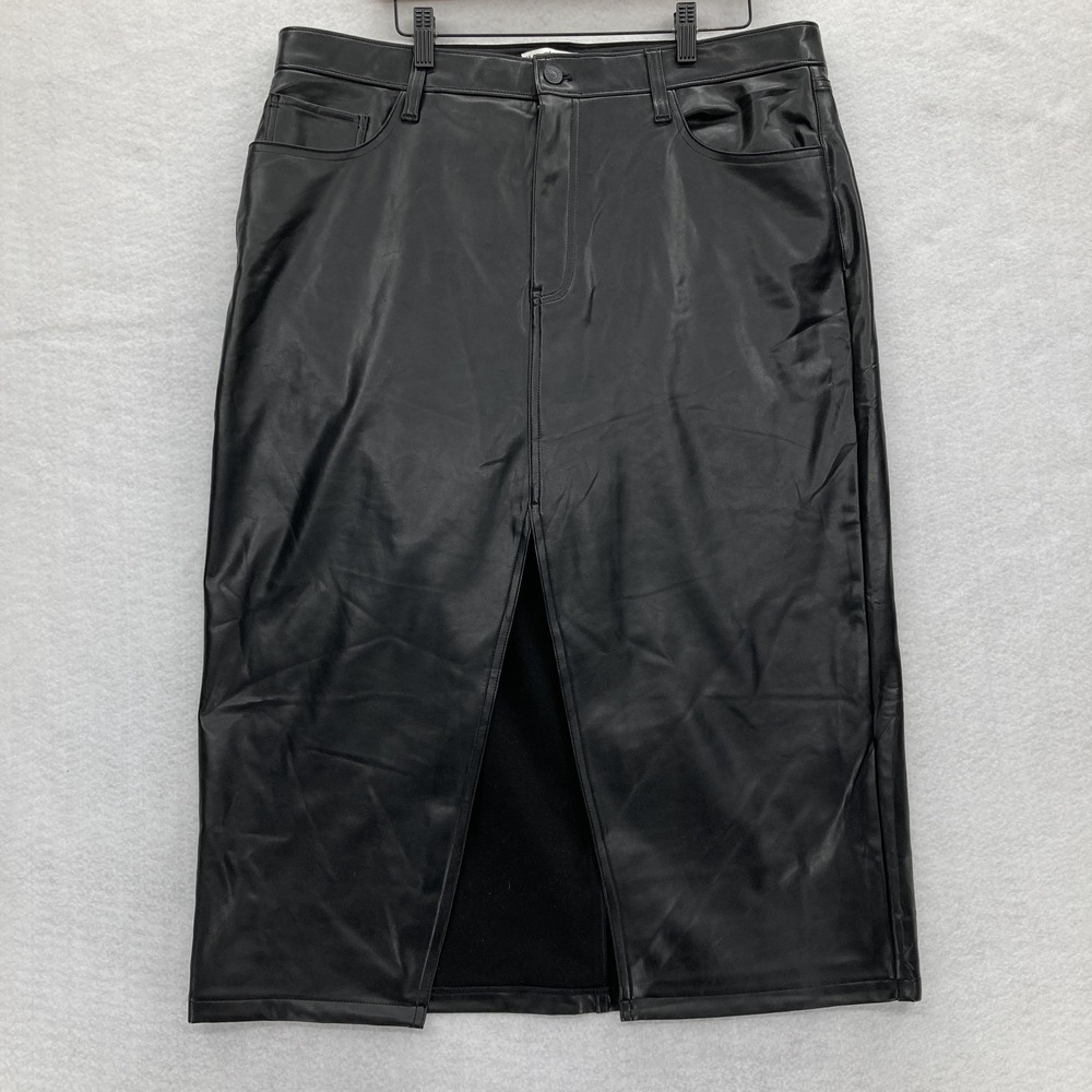 Abercrombie & Fitch Skirt Womens 33 Black Faux Leather High Waist Midi Split NWT